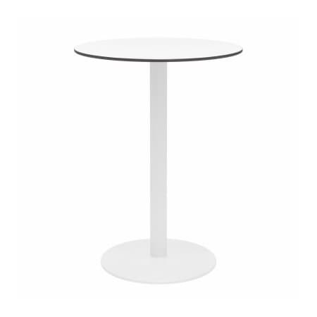 Kfi KFI 30" Round Outdoor Bar Table - Designer White Phenolic Top - White Aluminum Frame - Ivy Series OLTP30RD-B2200WH-D354-41